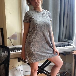 Silver Velvet Mini Dress